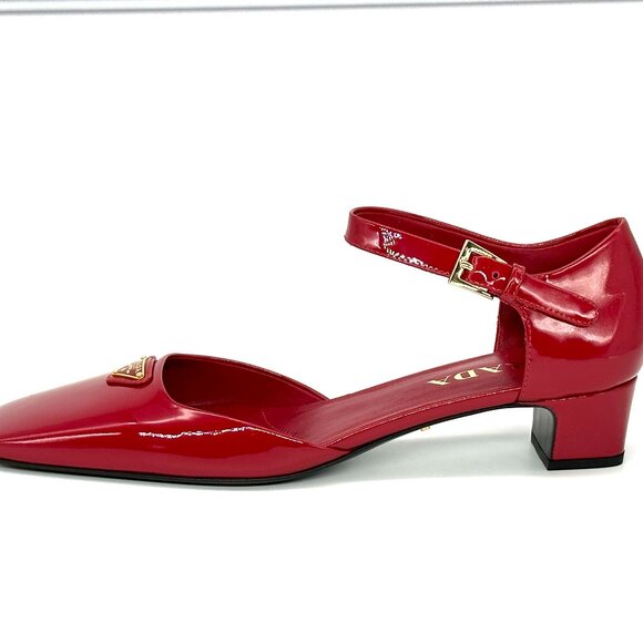 PRADA Modellerie Logo D'Orsay Square Toe Ankle Strap Mary Jane Pumps Heels - Picture 4 of 16